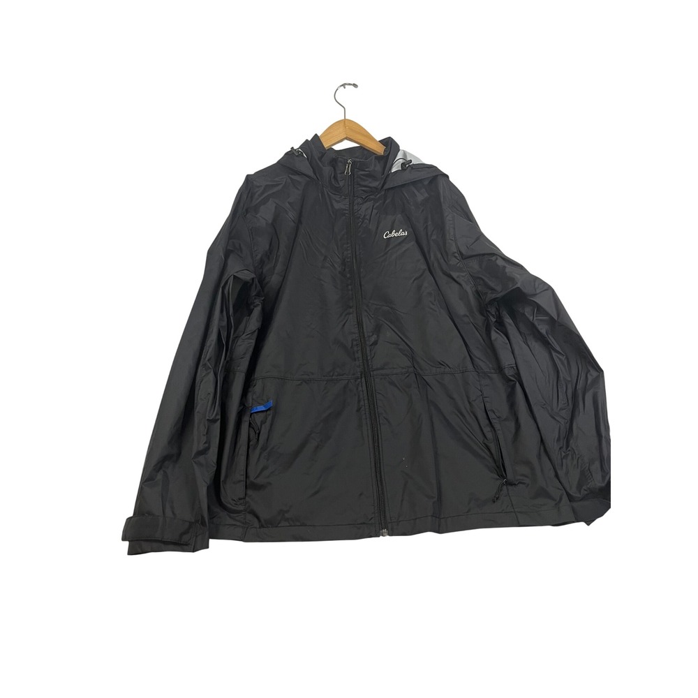 Cabelas 4Most Repel Windbreaker Jacket Mens Large Black Hooded Mesh Lined Nylon